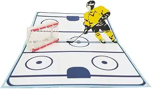 Hockey Greeting Card - Pop Up Birthday Card, Congratulations Card, Retirement Card, Thank You Card, Anniversary Card for Dad, Son, Sport Lovers, Hockey Lovers (Hockey Pop Up Card)