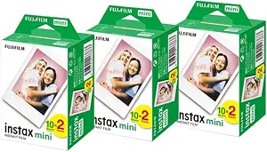 Fujifilm 16437396 Instax Mini Twin Pack Picture Format Instant Daylight Film Pack of 3 (60 Shots)