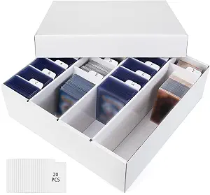 Trading Card Storage Box, 4 Row 3200 Count Collector Cards Box with Divider