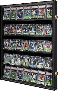 35 Graded Sports Card wall-Mounted Display case for Shows, Black