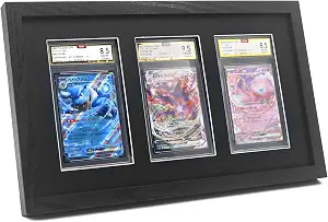 FramePro PSA Graded Card Display Frame, Wall Mount Baseball Trading Card Display Case ONLY fit for PSA Graded Cards, Display for Basketball Football Hockey Pokemon MTG Yugioh Cards 3 PSA