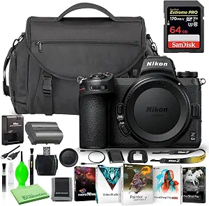 Nikon Z 6II 24.5MP Mirrorless Digital Camera (Body Only) (1659) Deluxe Bundle with High-Speed 64GB Extreme SD Card + Large DSLR Camera Bag + Corel Editing Software + Much More