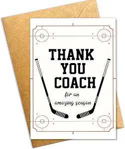 (8x5.3 Inch) Hockey Thank You Coach Card, Hockey Appreciation Greeting Card