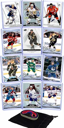 Hockey Cards: Connor McDavid, Jack Hughes, Brad Marchand, Sidney Crosby, David Pastrnak, Patrice Bergeron, Alexander Ovechkin, Kirill Kaprizov, Quinn Hughes, Nathan MacKinnon, Auston Matthews, Leon Draisaitl (12) Assorted Cards Gift Pack