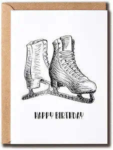 Happy Bday Hockey Card - Funny Sport Card - Birthday Ice Skating Card - Gift For Winter Sport Lovers - Ice Skating Card