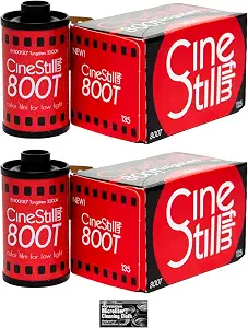 CineStill Film 800Tungsten C-41 Color Negative Film (35mm Roll Film, 36 Exposures) - 2-Pack with Microfiber Cleaning Cloth