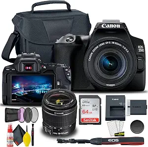 Canon EOS 250D/Rebel SL3 with 18-55mm Lens (Black) Bundle