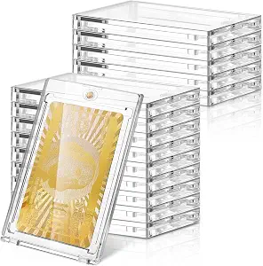 SATINIOR 15 Pcs Clear 100 Pt Magnetic Card Holders for Trading Cards