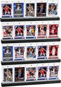 4PCS Sports Card Display Case Holds 20 Cards,Wall Mounted Card Display Case - Baseball Card Display Case for Basketball Football Hockey Collectors, Wall Decor Black