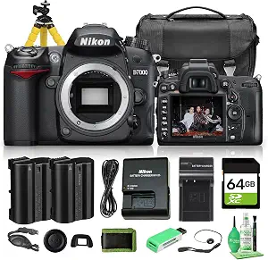 Nikon D7000 DX Format DSLR Camera Body Only 16.2MP CMOS Sensor, Full HD Video, Fast 6 fps Continuous Capture, Nikon F Mount (25468) + 64GB Card + 2 x EN-EL15C Battery + More (20pc Bundle)