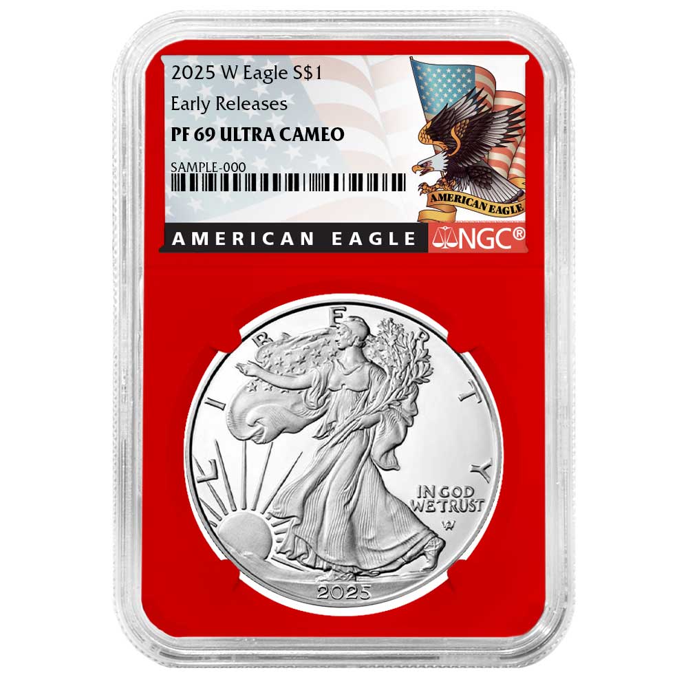 2025-W Proof $1 American Silver Eagle NGC PF69UC ER Black Label Red Core