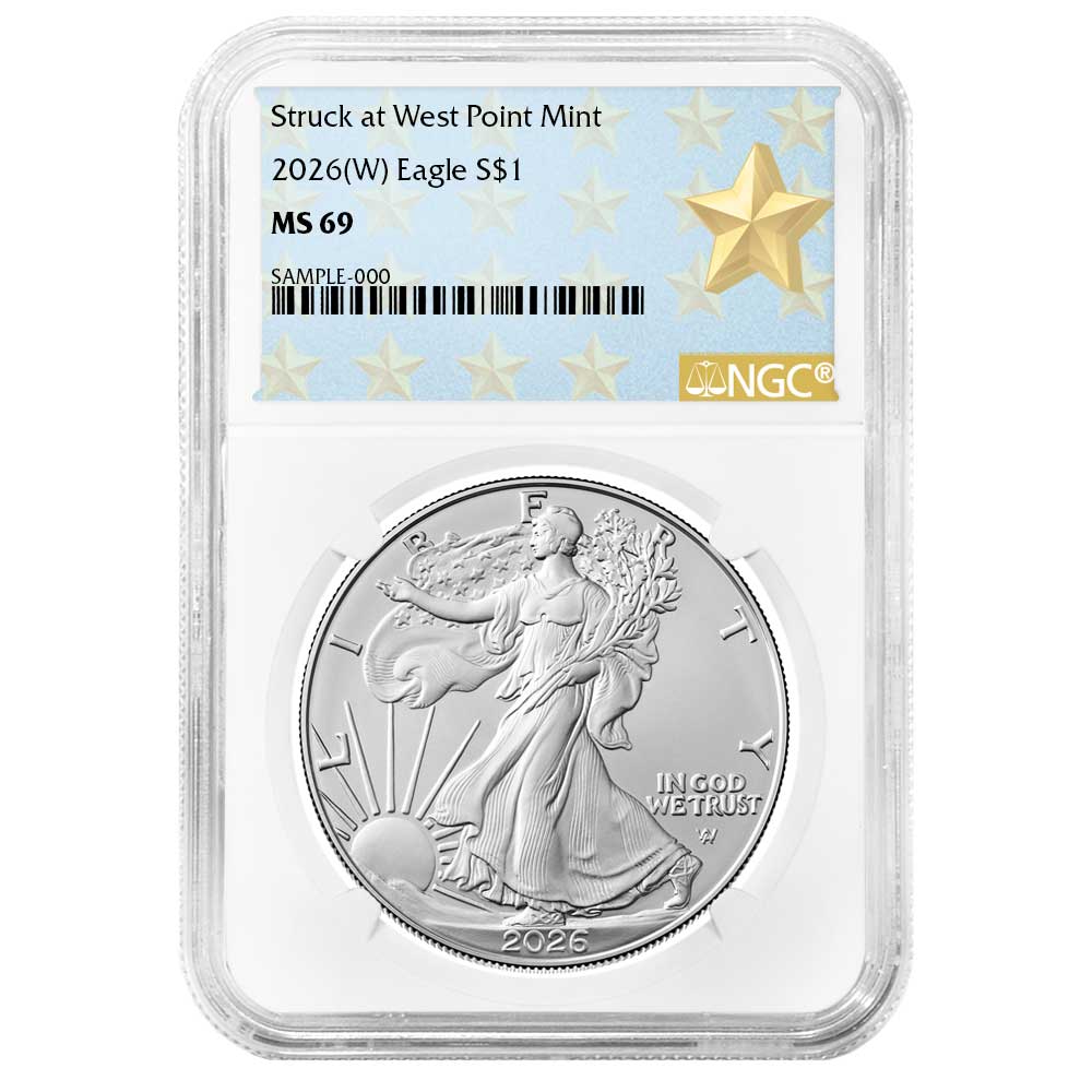 2026 (W) $1 American Silver Eagle NGC MS69 West Point Star Label