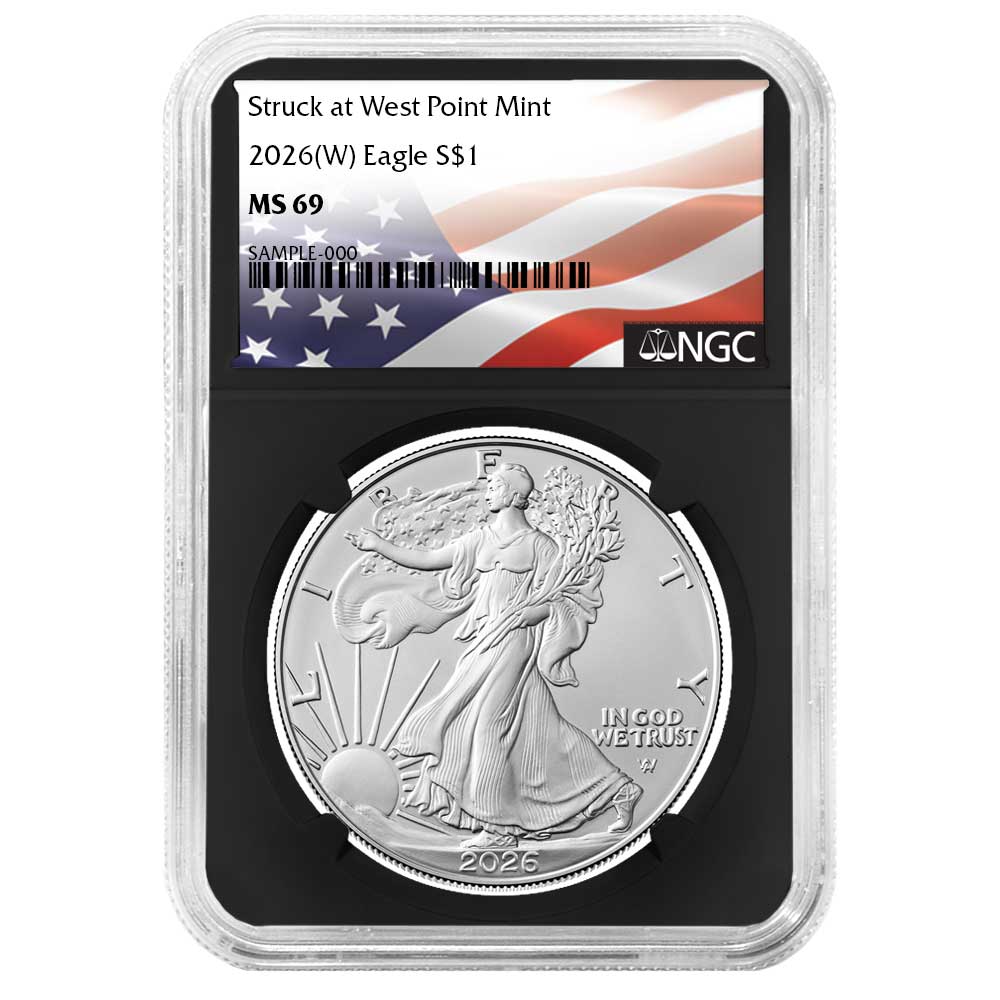 2026 (W) $1 American Silver Eagle NGC MS69 Flag Label Retro Core