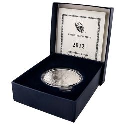 2012-W 1 oz American Silver Eagle Burnished Coin with Box and COA