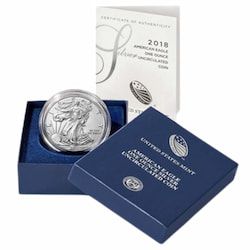 2018-W 1 oz American Silver Eagle Burnished Coin with Box and COA