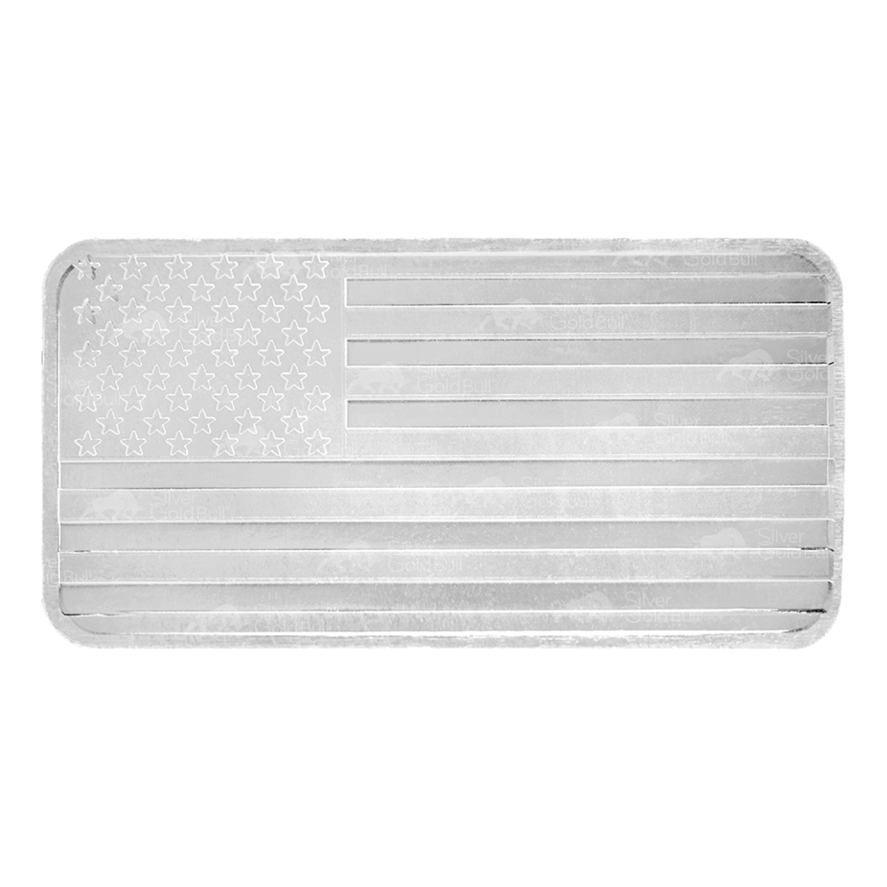 10 oz American Flag Silver Bar | Silvertowne Mint