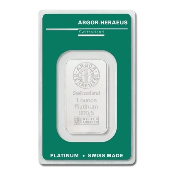 1 oz Argor-Heraeus Platinum Bar (New in Assay)