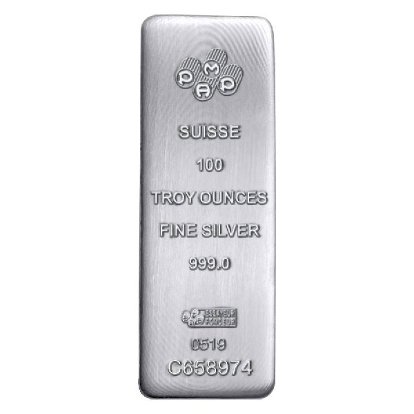 100 oz PAMP Suisse Silver Cast Bar (New)