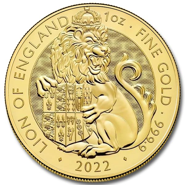 2022 1 oz Tudor Beasts Lion of England Gold Coin