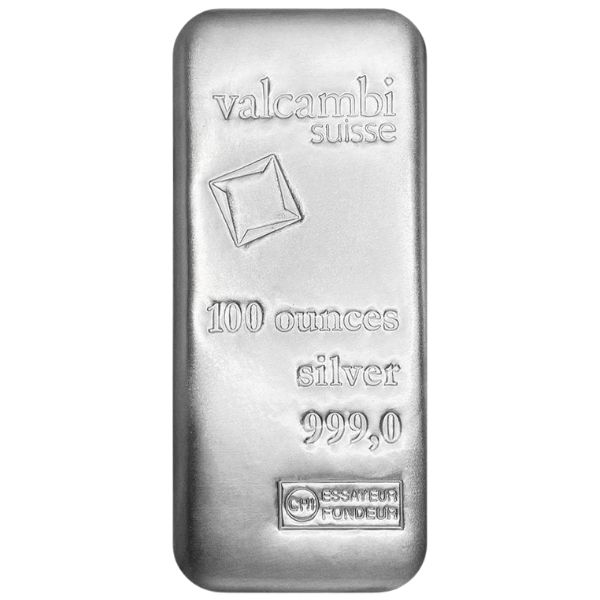 Valcambi Suisse 100 oz Silver Bar (New)