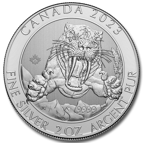 2023 2 oz Canadian Silver Smilodon Coin (BU)