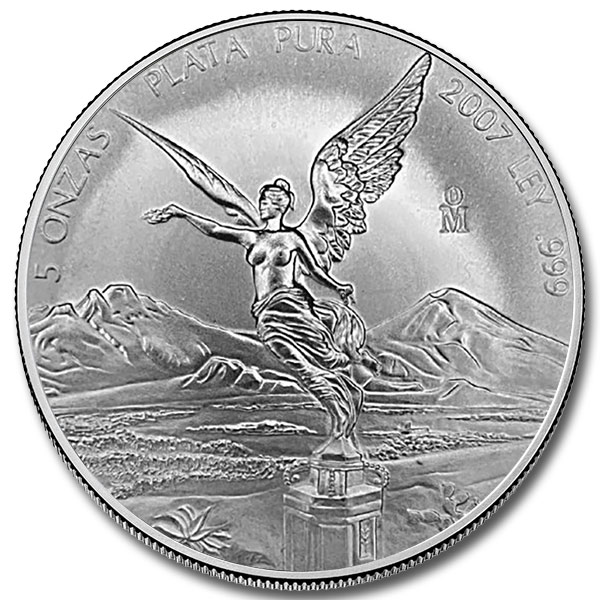 2007 5 oz Mexican Silver Libertad Coin