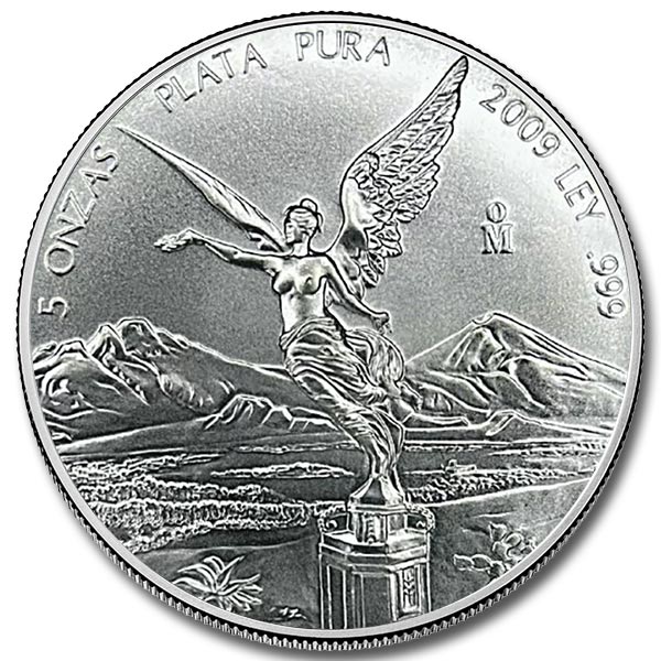 2009 5 oz Mexican Silver Libertad Coin