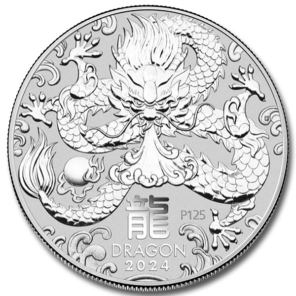 2024 Australian 2 oz Silver Lunar Dragon (BU)