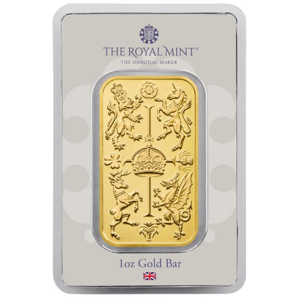 The UK Royal Mint Celebration 1 oz Gold Bar (New in Assay)
