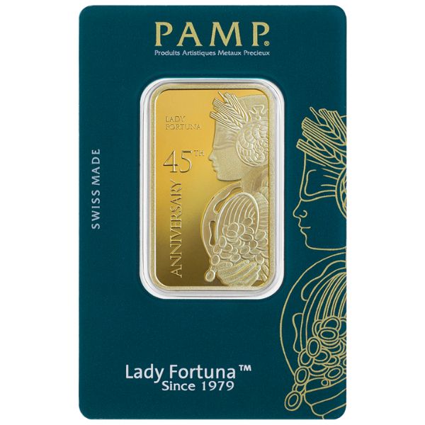 PAMP Fortuna 45th Anniversary 1 oz Gold Bar (New in Assay)