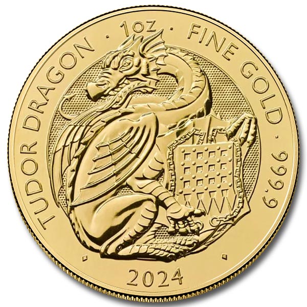 2024 1 oz Tudor Beasts Dragon Gold Coin (BU)