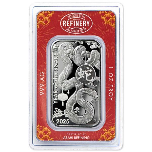 2025 Asahi Lunar Snake 1 oz Silver Bar (New in Assay)