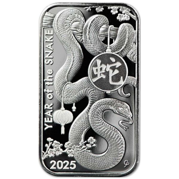 2025 Asahi Lunar Snake 1 oz Silver Bar (New)