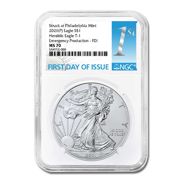 2021 (P) American Silver Eagle – NGC MS70 Emergency Production First Day of Issue