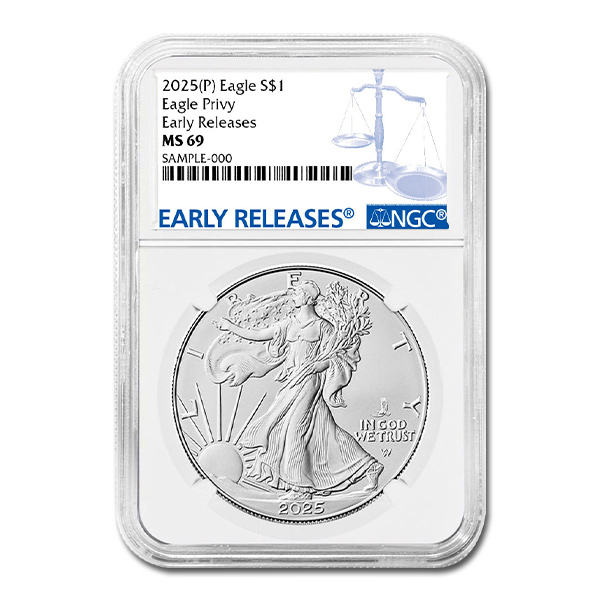 2025 (P) Eagle Privy American Silver Eagle | NGC MS69 | Early Release Blue Label
