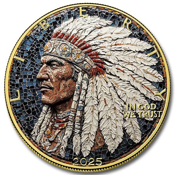 2025 1 oz American Silver Eagle Coin – Mosaic Native Chief Edition