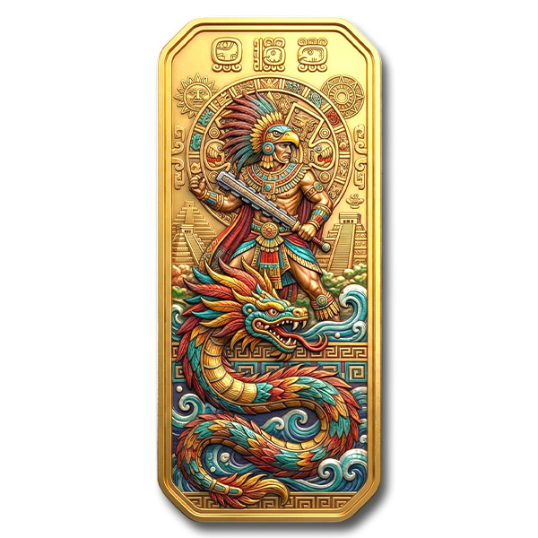 Ancient Legacies: Aztec Empire 5 oz Copper Bar Gold Gilded (New in Capsule)